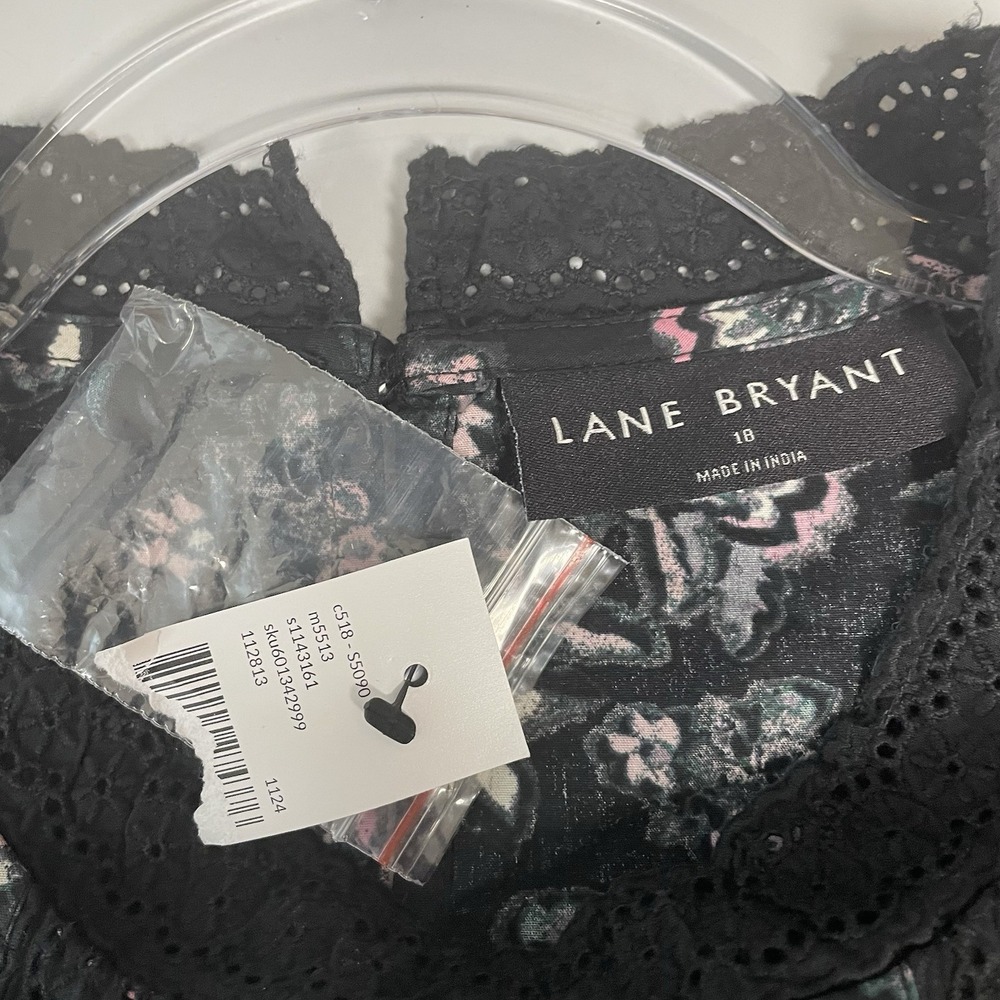 New Lane Bryant Top Womens 18 Cottagecore Boho Crochet Floral Prairie Blouse NWT - Picture 7 of 10